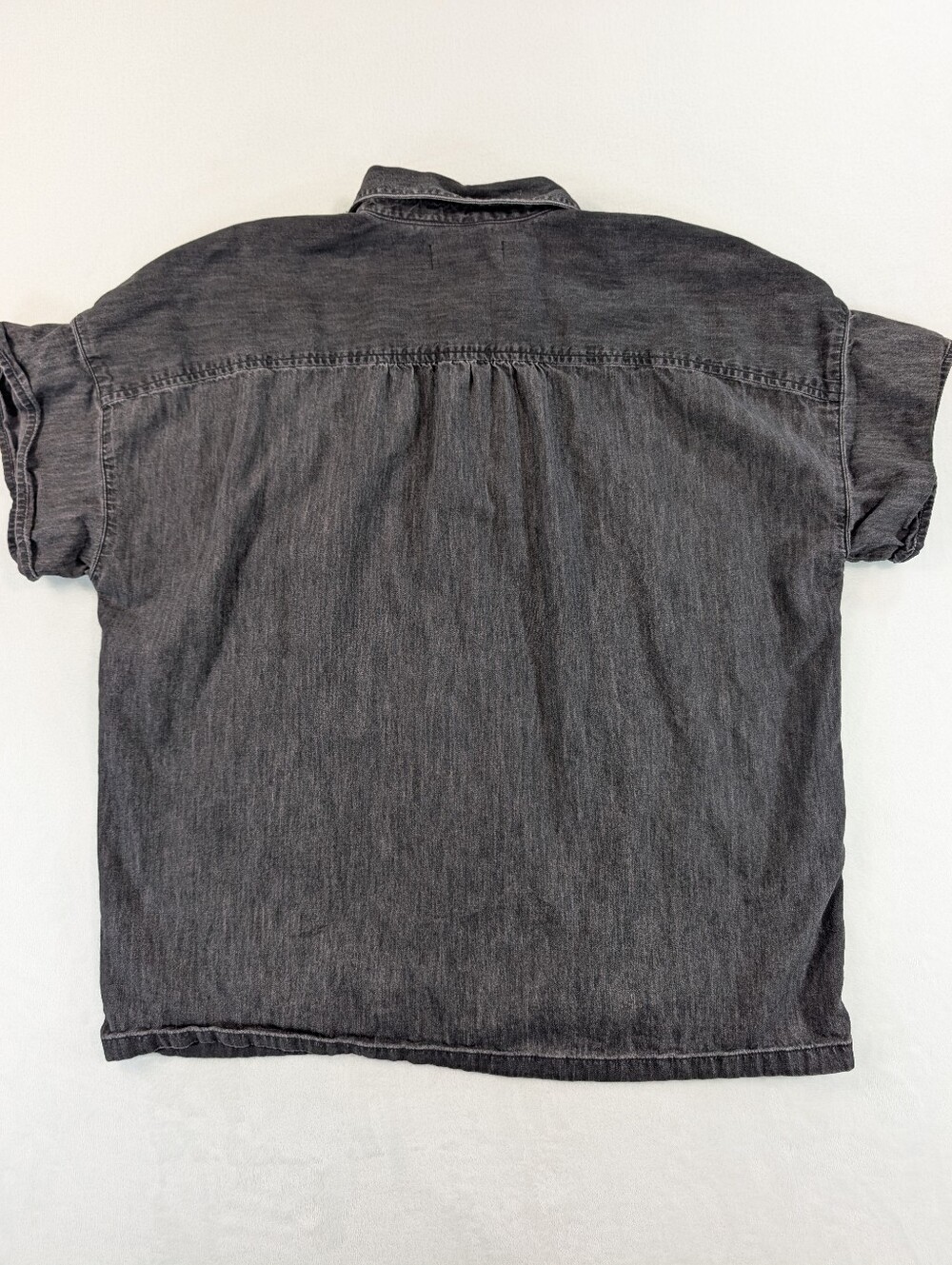 Madewell Denim Button Up Shirt Rolled Sleeve Black/Gray Wash Medium - Picture 4 of 8